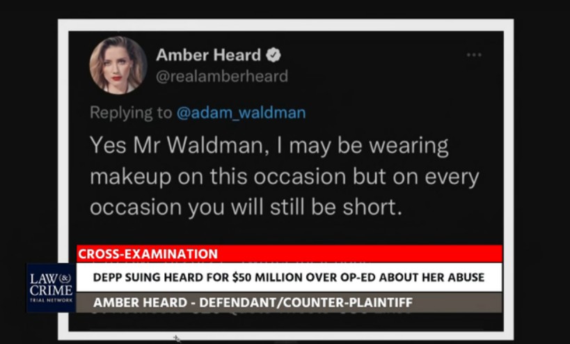 Interação de Amber Heard com antigo advogado de Johnny Depp no Twitter (Foto: Reprodução YouTube)