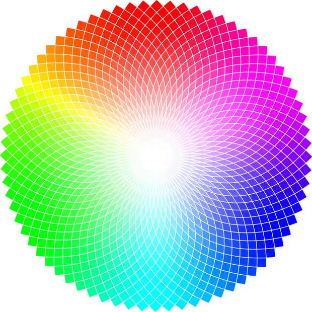 Color wheel or circle with graded coloristic shade variations round table. Pickable color plates ready for palettes. (Foto: Getty Images/iStockphoto)