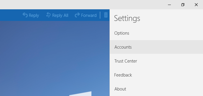Configurações do aplicativo de e-mail do Windows 10 (Foto: Reprodução/Helito Bijora) 