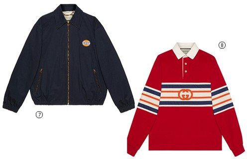7 - Cotton nylon zip jacket | 8 - Jersey polo sweatshirt with Interlocking G