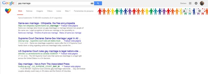 Google e Facebook mostram apoio pela legaliza??o do casamento gay nos EUA (Foto: Reprodu??o/Barbara Mannara)