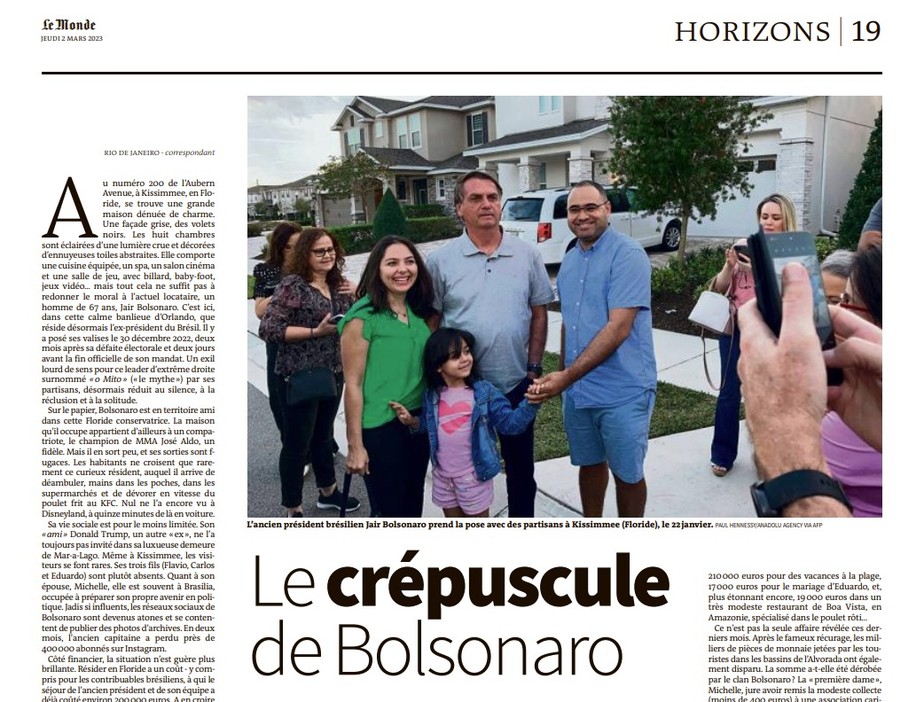 Reportagem sobre Jair Bolsonaro no jornal francês Le Monde