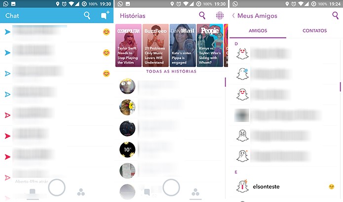 Snapchat permite indicar amigos a partir da lista de chat, histórias ou lista de contatos (Foto: Reprodução/Elson de Souza)