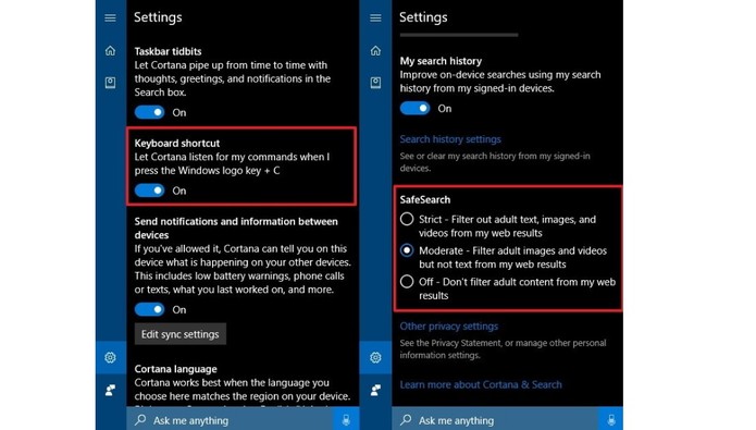 Ajustes que podem ser feito pela Cortana (Foto: Divulgação/Microsoft)