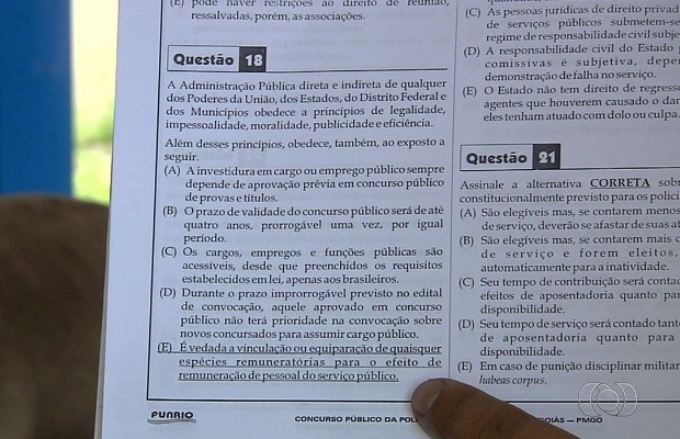 Candidatos denunciam supostas fraudes em concurso da PM, em Goiás (Foto: Reprodução/TV Anhanguera)