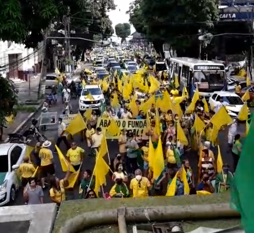 Apoiadores de Bolsonaro fazem ato em Belém a favor do voto impresso. — Foto: Reprodução / Direita Jovem Pará