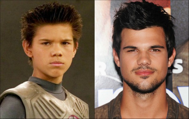 Você lembra que Taylor Lautner, astro da 'Saga Crepúsculo', é também co-protagonista de 'As Aventuras de Sharkboy e Lavagirl em 3-D' (2005)? O ator tem 22 anos atualmente. (Foto: Reprodução e Getty Images)