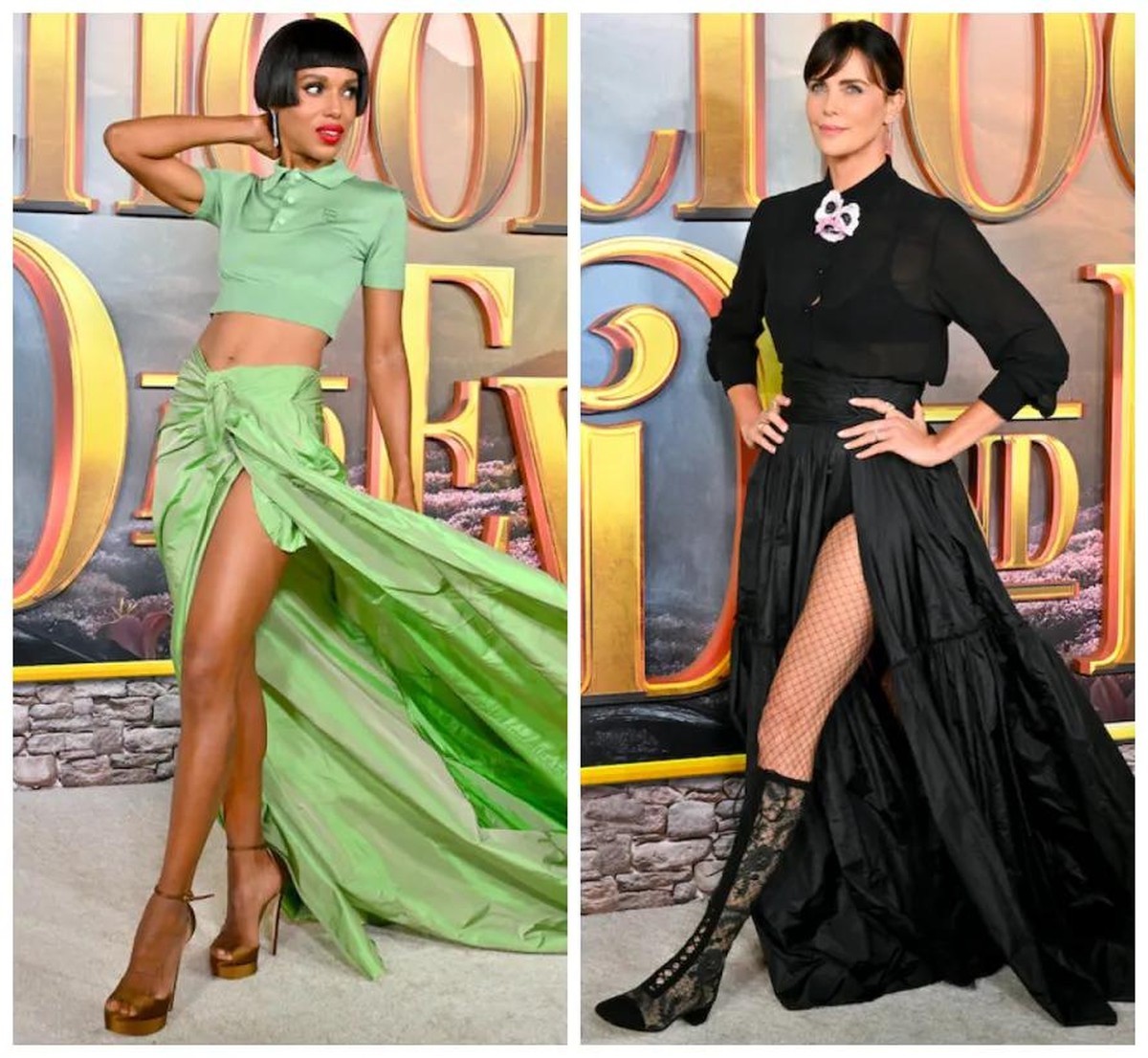 Charlize Theron e Kerry Washington arrasam de pernas de fora com looks