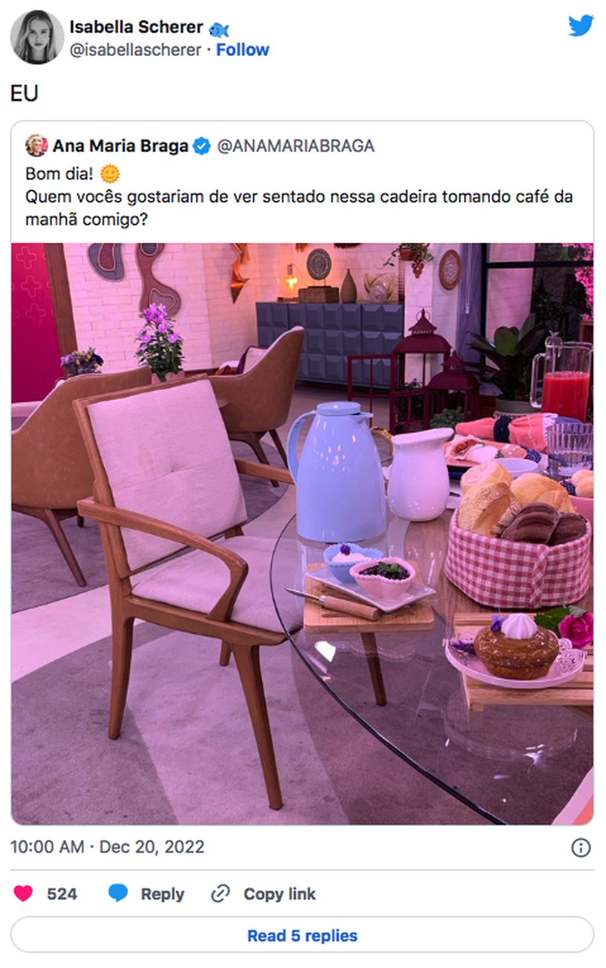 Isa Scherer “se convida” para tomar café da manhã com Ana Maria Braga |  Celebridades | Glamour