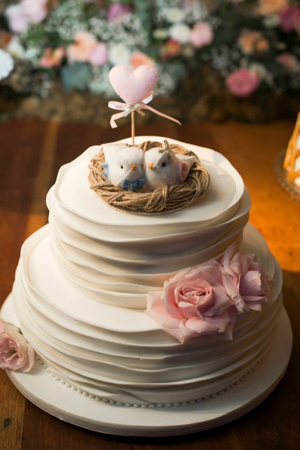 Topo de bolo de casamento: Passarinhos  (Foto: Pinterest/Reprodução)