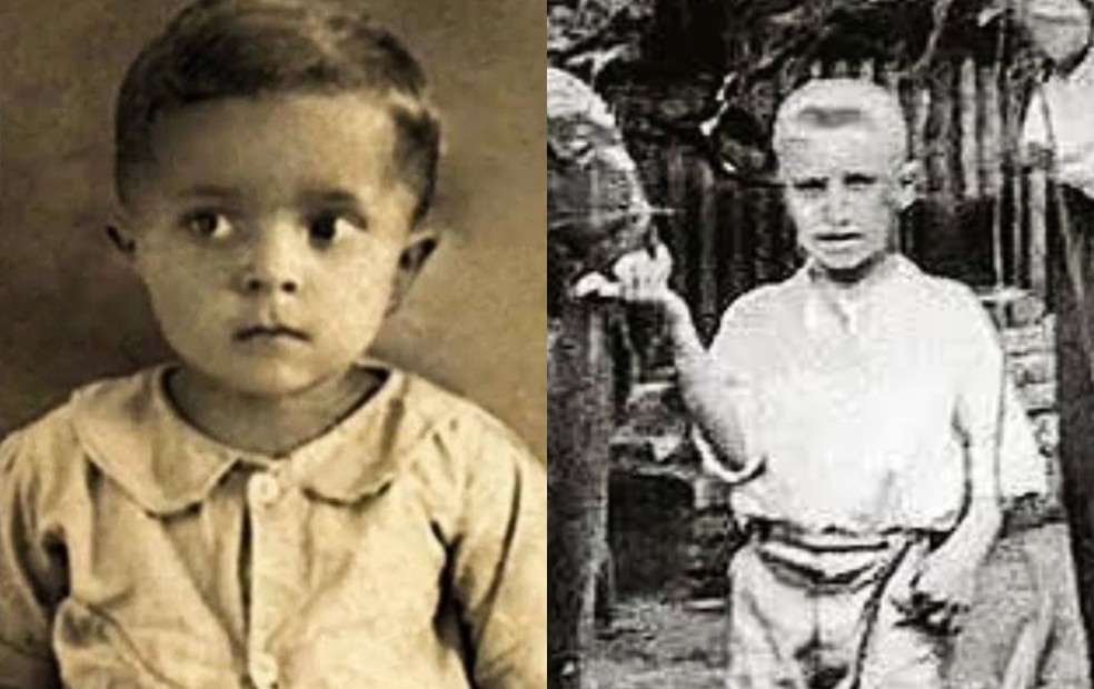 Candidatos Lula e Bolsonaro quando eram crianças — Foto: Reprodução