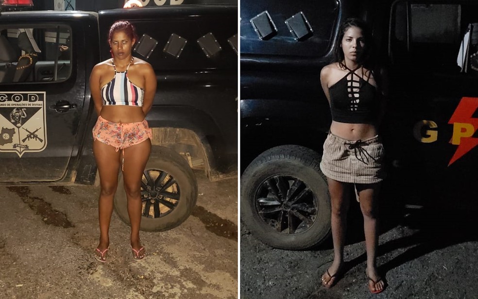 Paloma e Brenda foram presas suspeitas de matar e esquartejar homem e divulgar imagens nas redes sociais  — Foto: PM/Divulgação