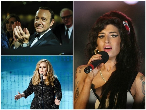 Kevin Spacey, Adele e Amy Winehouse (Foto: Getty Images)