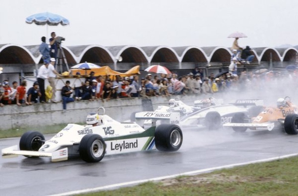 Com pneus slicks, Piquet perde posições na largada do GP do Brasil de 1981 — Foto: Reprodução/rede social