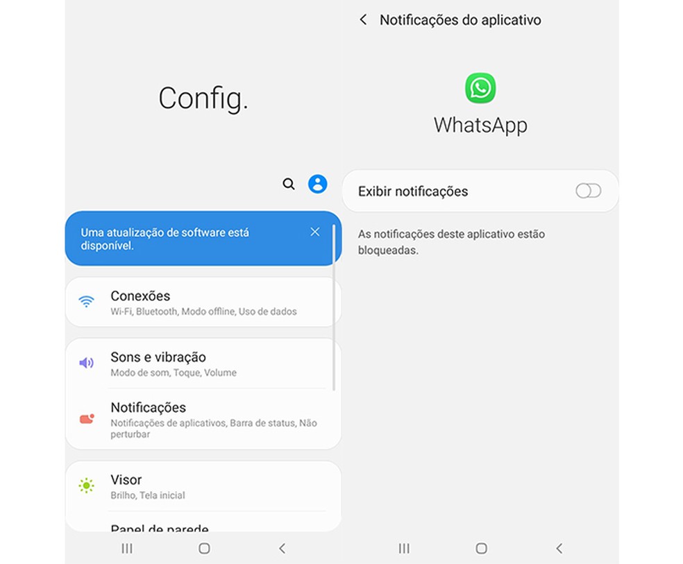 Toque em "Exibir notificação" para desativar os avisos do WhatsApp — Foto: Reprodução/Marcela Franco