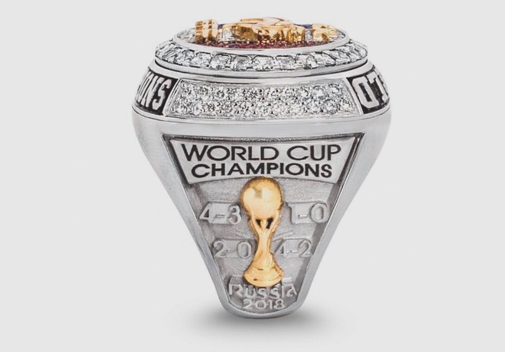 Anel comemorativo ao título da Copa do Mundo conquistado pela França — Foto: Reprodução