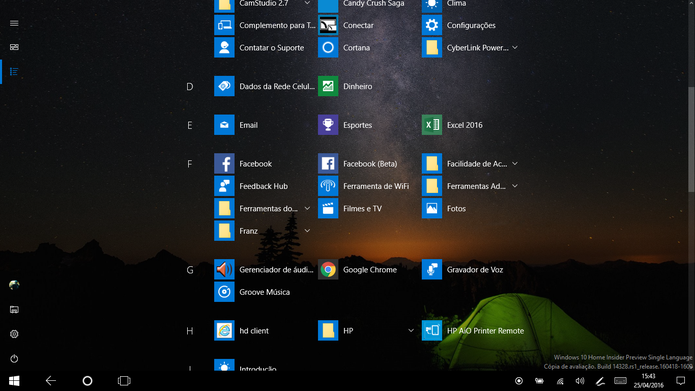 Windows 10 trouxe de volta lista de apps do Windows 8 (Foto: Reprodução/Elson de Souza)