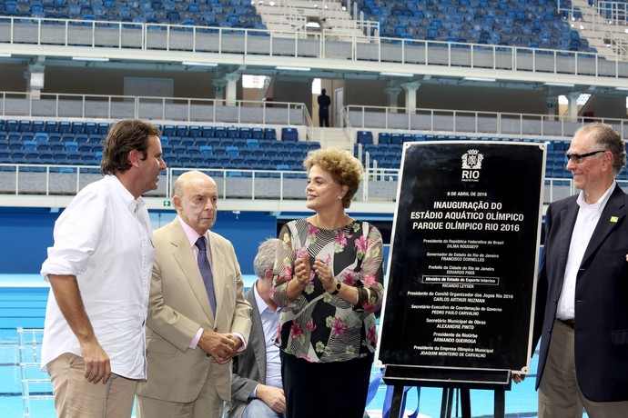 Inauguração Estádio Aquático Parque Olímipico Rio 2016 Dilma Rousseff Eduardo Paes (Foto: Beth Santos / Prefeitura do Rio)