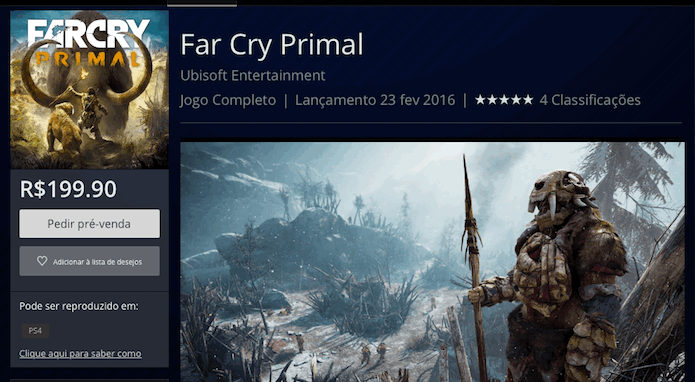 Far Cry Primal: faça o download no PS4 (Foto: Reprodução/Victor Teixeira)