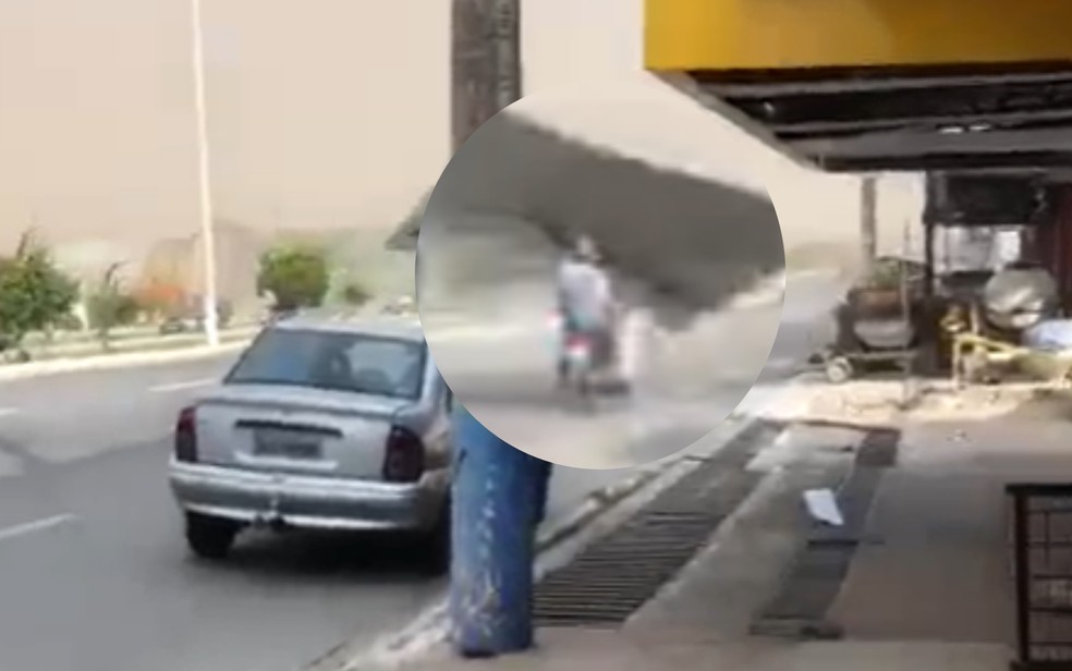 Outdoor quase atinge motociclista e garupa — Foto: Reprodução/Arquivo pessoal