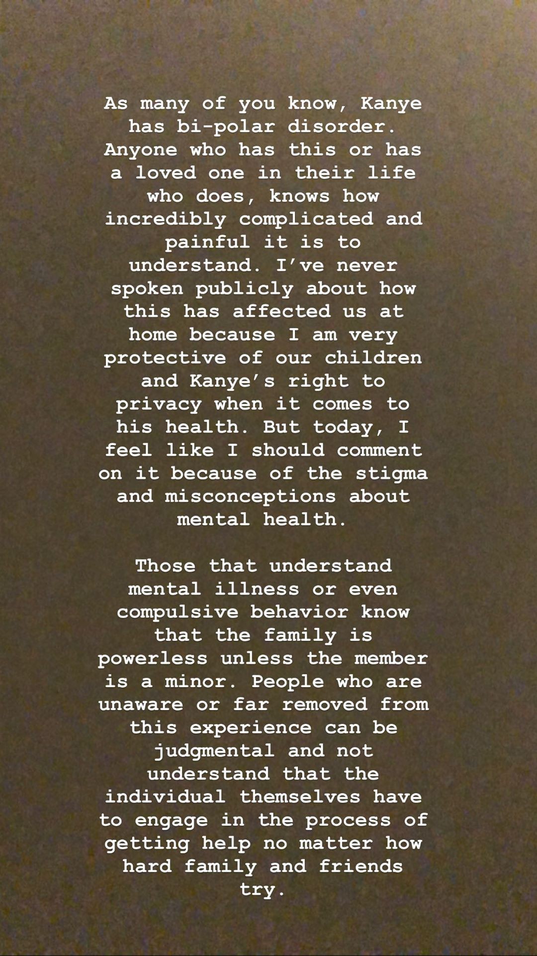 Publicação de Kim Kardashian sobre Kanye West  (Foto: Reprodução/Instagram)