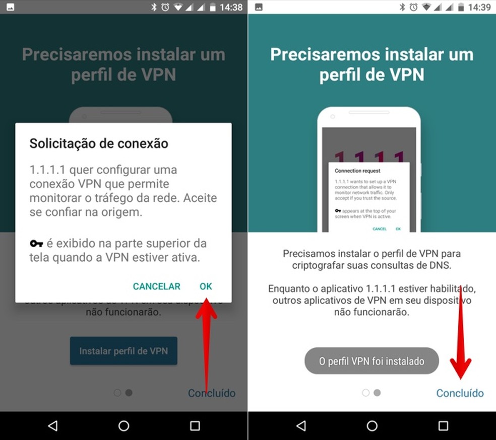 Instale o perfil de VPN no seu celular com Android — Foto: Reprodução/Helito Beggiora
