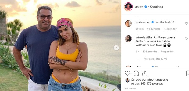 Fã de Pabllo Vittar deixa comentário em foto de Anitta (Foto: Reprodução/Instagram)