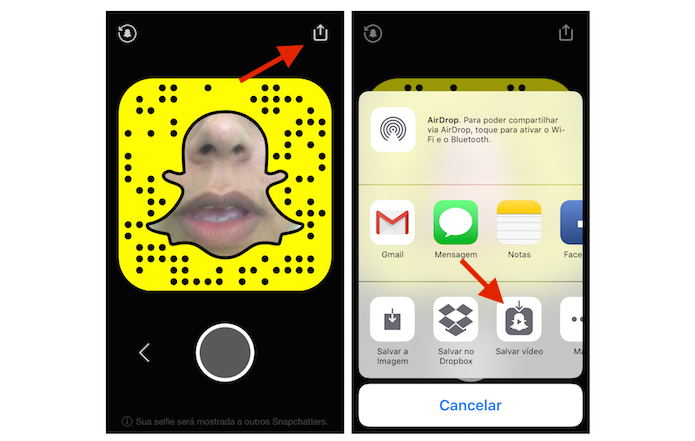Baixando a GIF de perfil do Snapchat no iPhone (Foto: Reprodução/Marvin Costa)