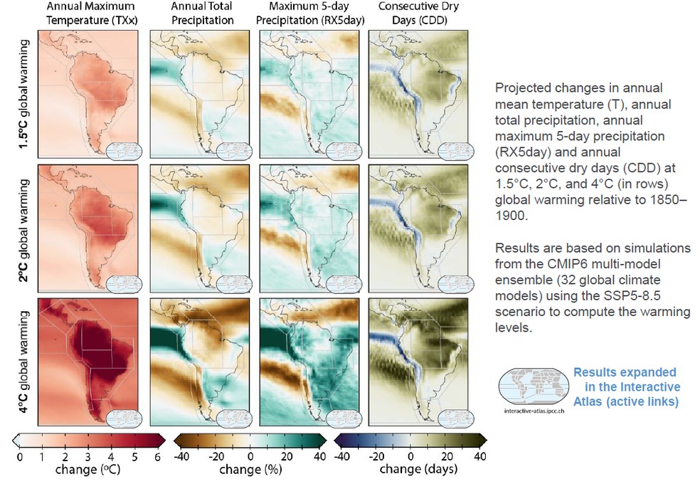 Mudan�as do clima: as previs�es do IPCC para a Am�rica do Sul � Foto: Reprodu��o/IPCC