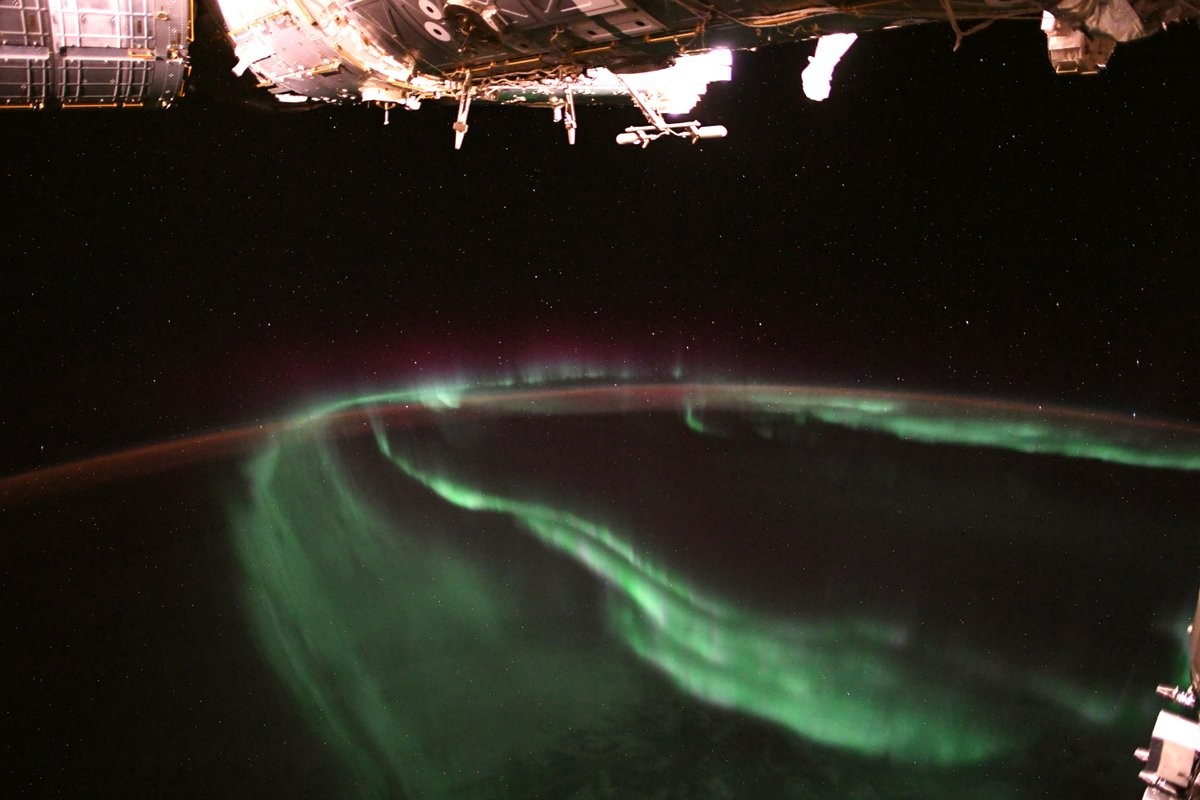 Aurora Boreal vista do espaço (Foto: Alexander Gerst)