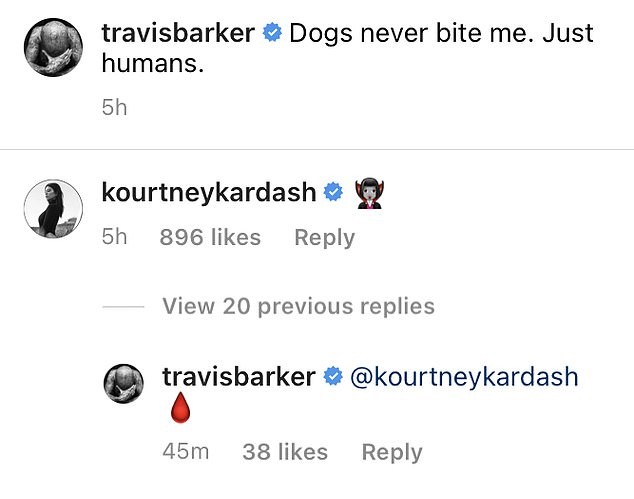 Travis Barker e Kourtney Kardashian trocam comentários sobre sua intimidade no Instagram (Foto: Reprodução / Instagram)