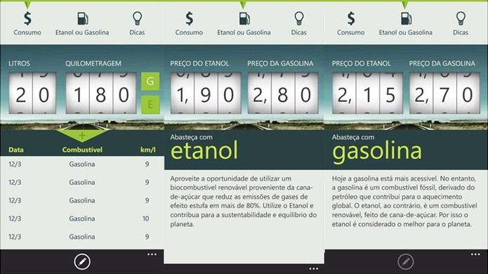 Fuel+ ajuda usuário a decidir entre gasolina e etanol ao abastecer (Foto: Divulgação/Windows Store)