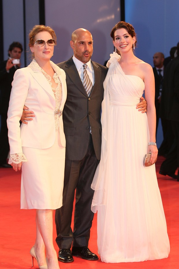 Meryl Streep, Stanely Tucci e Anne Hathaway no Festival de Veneza de 2006. (Foto: Getty Images)