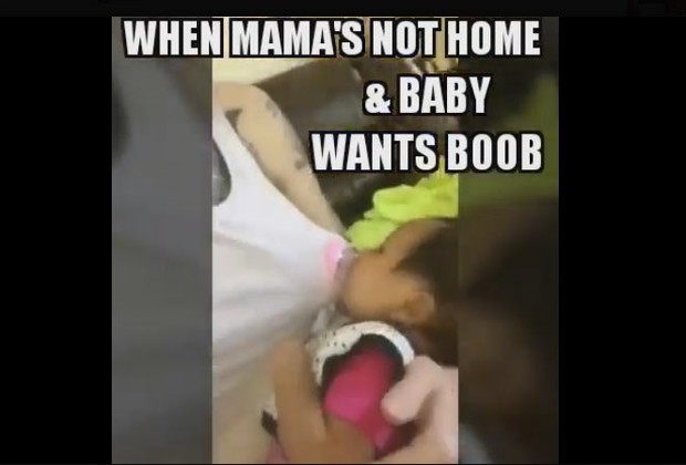 Quando a mamãe não está em casa e o bebê quer o peito (Foto: Reprodução/ Facebook)