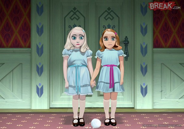 Elsa e Anna no papel das gêmeas de 'O Iluminado' (Foto: Reprodução)