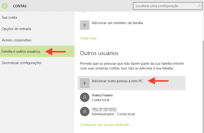 Acessando a ferramenta para adicionar um novo usuário no Windows 10 (Foto: Reprodução/Marvin Costa)