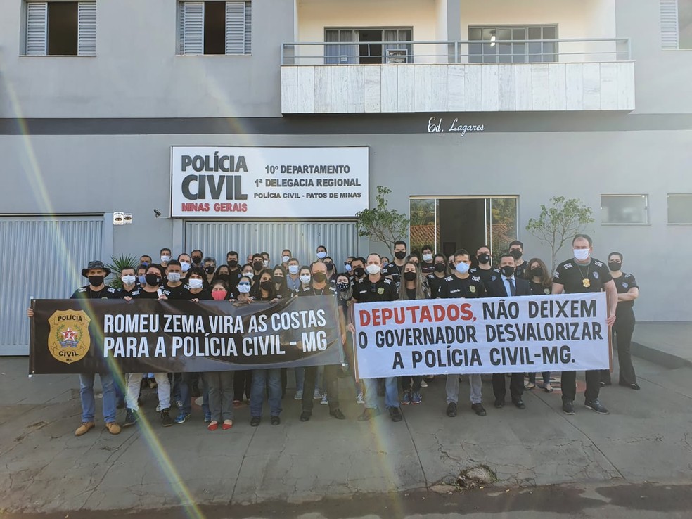 Manifestação Polícia Civil de Patos de Minas contra Reforma da Previdência — Foto: Polícia Civil/Divulgação