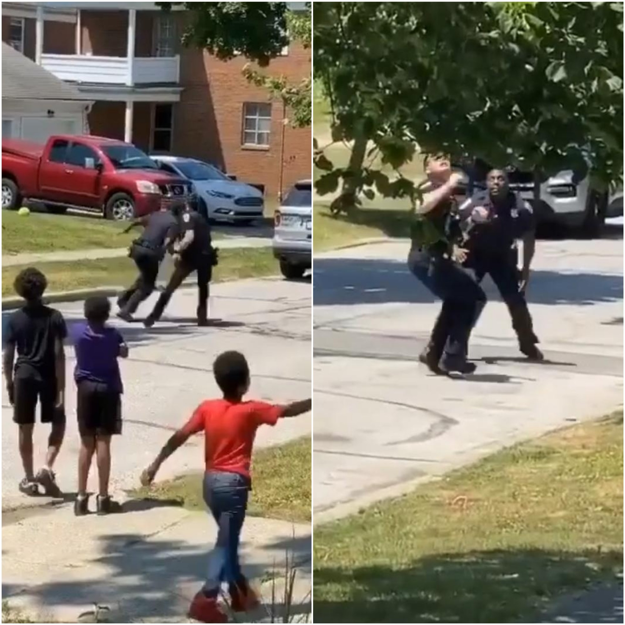Policiais entraram no jogo e brincaram com as crianças (Foto: Reprodução/Instagram)