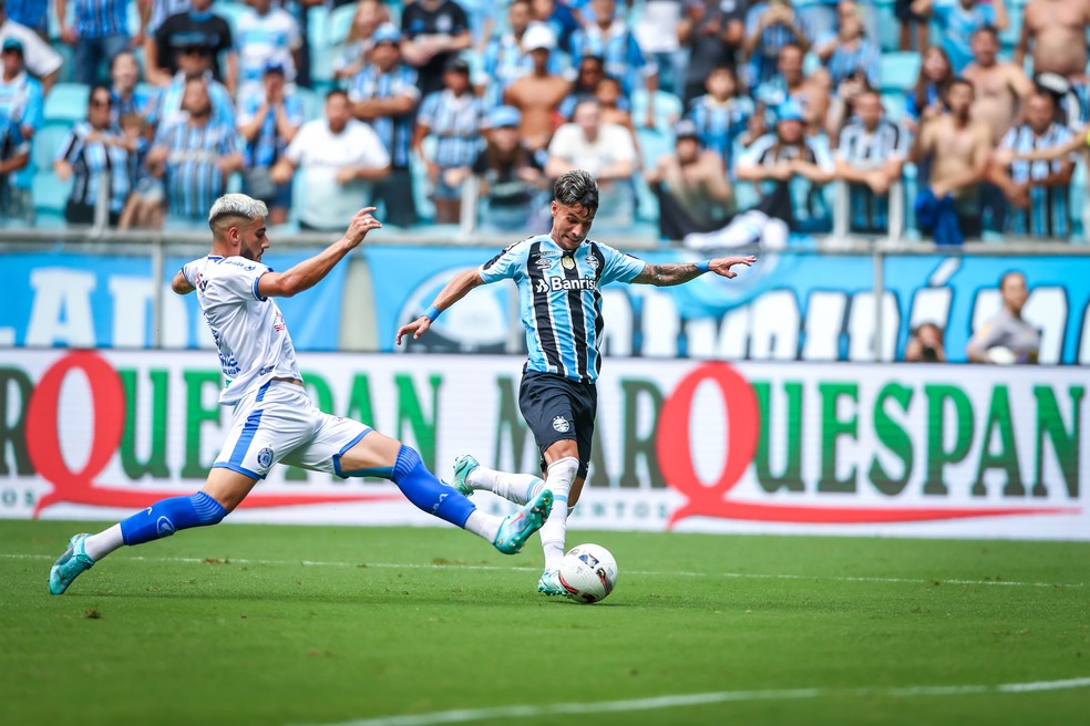 Ferreira, atacante do Grêmio, na vitória diante do Aimoré — Foto: Lucas Uebel/Grêmio