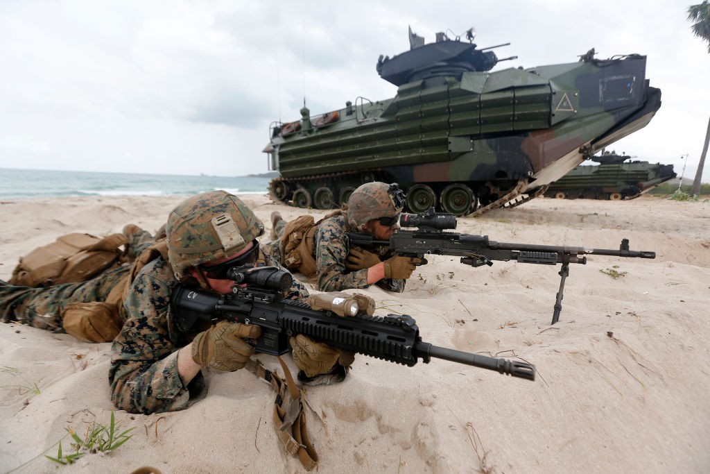 CHONBURI, THAILAND - 2020/02/28: U.S. Marines participate in an amphibious assault exercise as part of the "Cobra Gold 2020" (CG20) joint military exercise at the military base in Chonburi, Thailand. (Photo by Chaiwat Subprasom/SOPA Images/LightRocket via (Foto: SOPA Images/LightRocket via Gett)