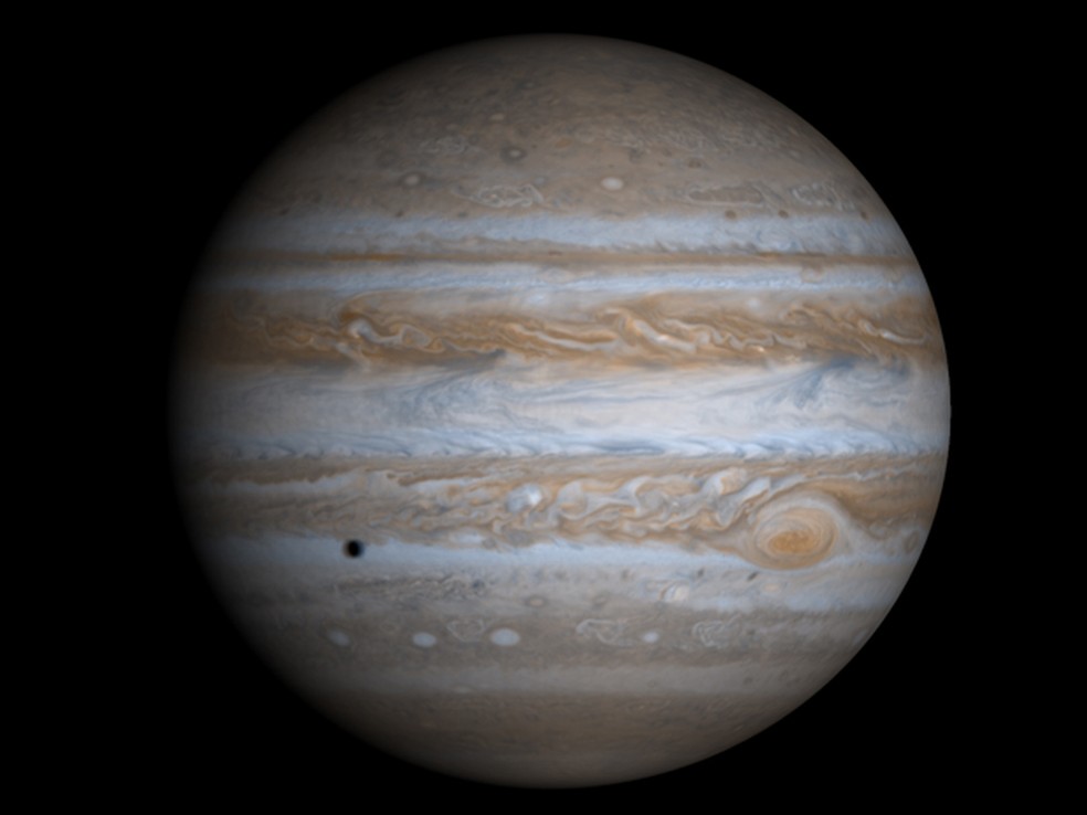 Júpiter é o maior planeta do Sistema Solar e conta com 66 satélites naturais — Foto: Nasa