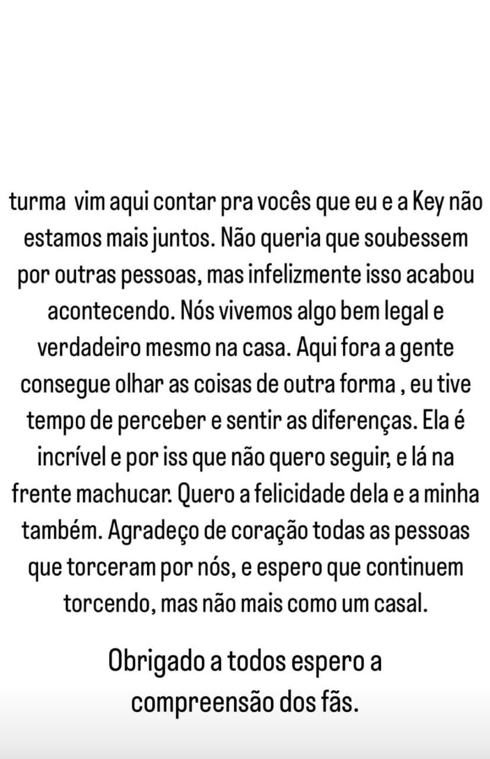Gustavo termina com Key Alves após BBB 23 — Foto: Instagram