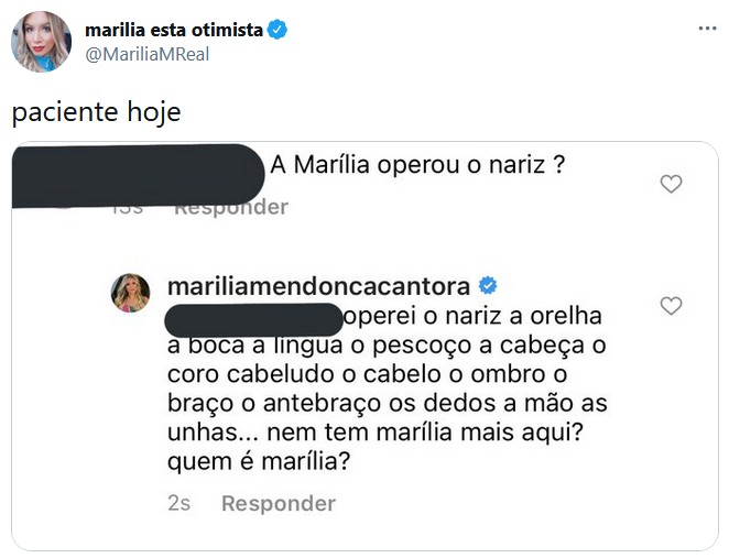 Marília Mendonça se irritou com internauta (Foto: Reprodução/Twitter)