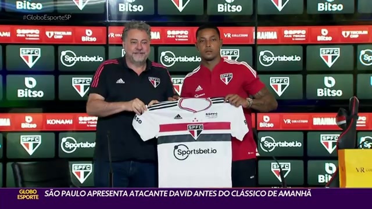 São Paulo apresenta atacante David antes do clássico com o Palmeiras