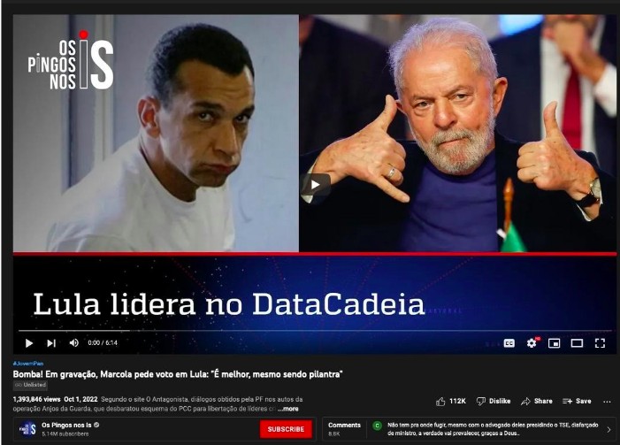 Vídeo associando Lula ao PCC (Foto: Reprodução)