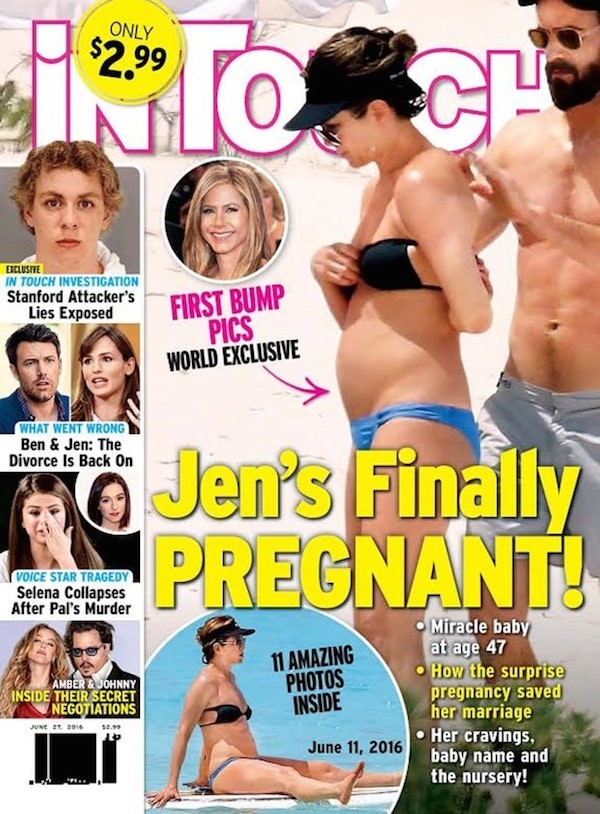 A capa da revista In Touch estrelada por Jennifer Aniston (Foto: Reprodução)