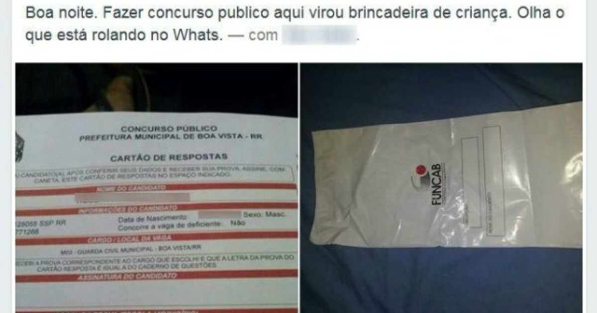 G1 - Candidato fotografa cartão-resposta de concurso em RR e foto cai ...