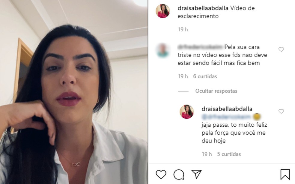 Médica de Ribeirão Preto (SP) Isabella Abdalla publicou vídeo para se posicionar sobre o caso — Foto: Reprodução/Instagram