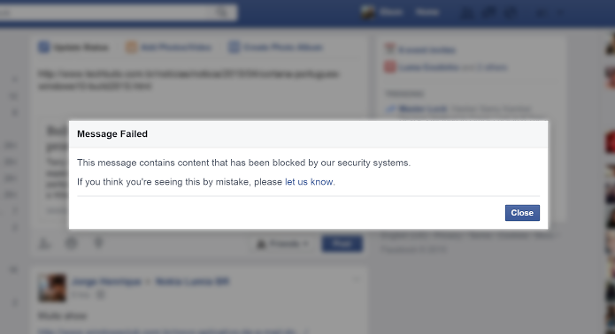 Erro impediu usuários de publicar conteúdos com links no Facebook (Foto: Elson de Souza/TechTudo)