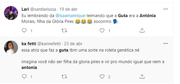 Fãs comentam semelhança entre Antonia Morais e Julia Dalavia (Foto: Reprodução/Twitter)
